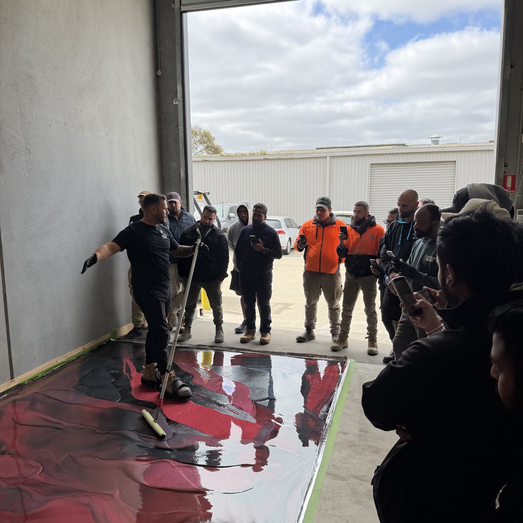 Course presentation underway inside The Epoxy School training warehouse